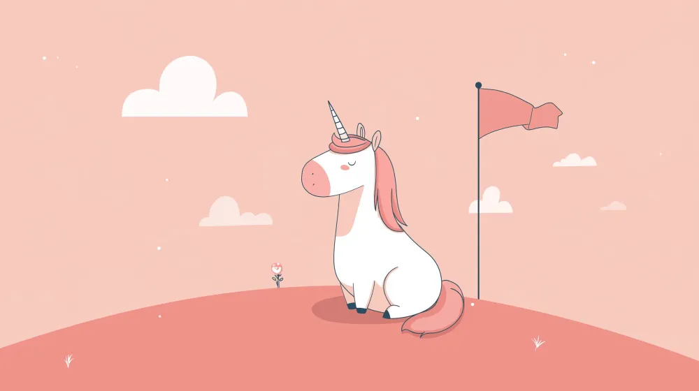 Nursery room wallpaper | Sweet unicorn on pink background clouds
