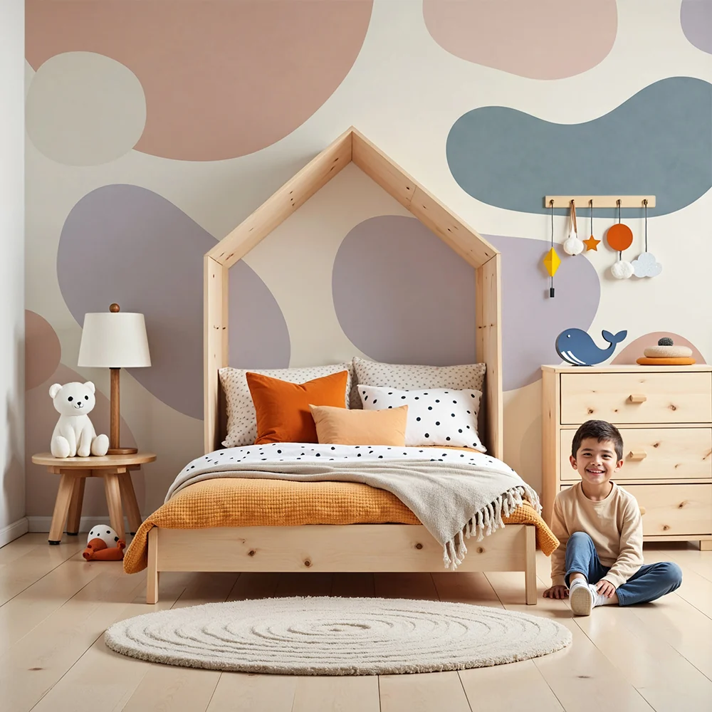 Nursery room wallpaper | Szerves formák enyhe árnyalatokkal világos hátteren