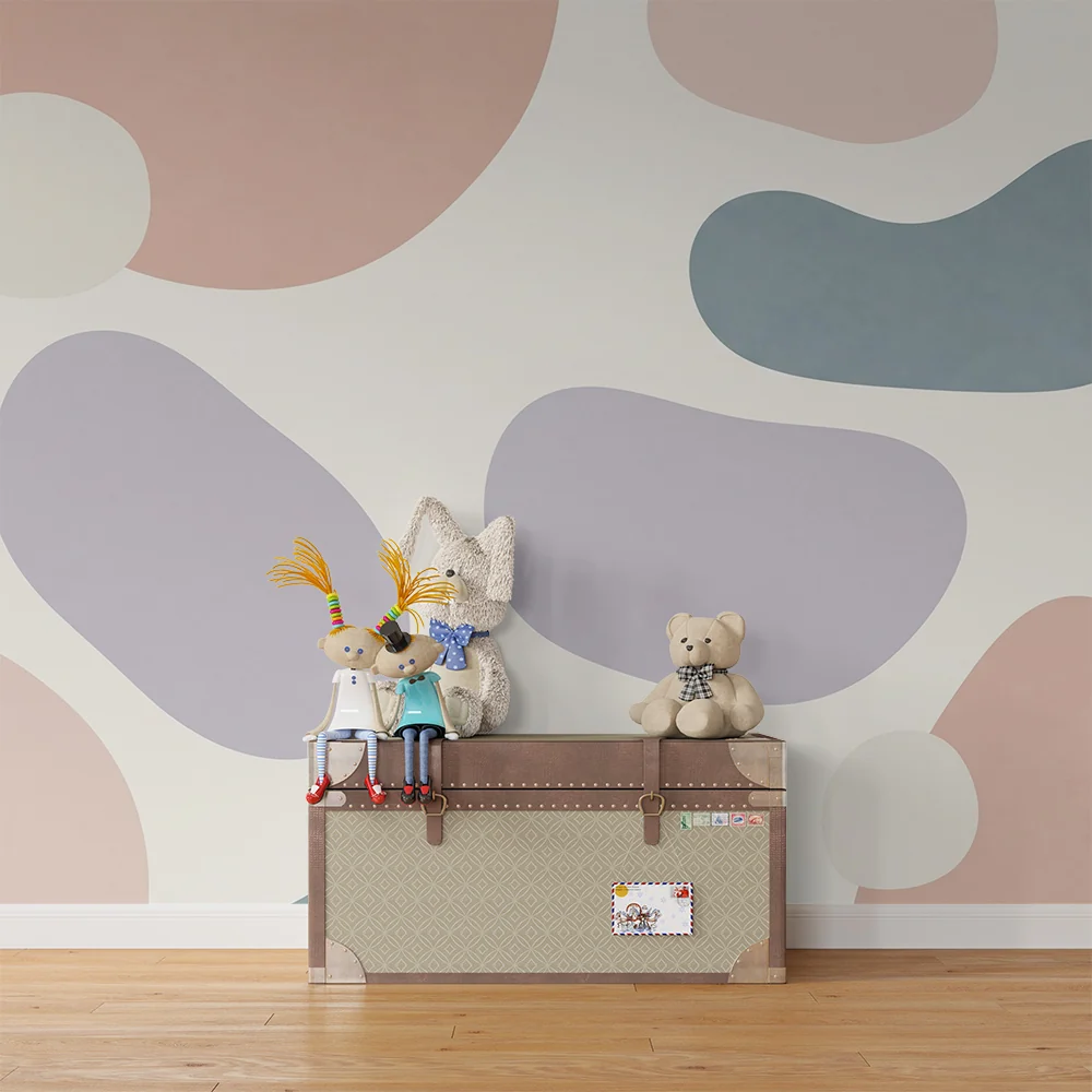 Nursery room wallpaper | Szerves formák enyhe árnyalatokkal világos hátteren