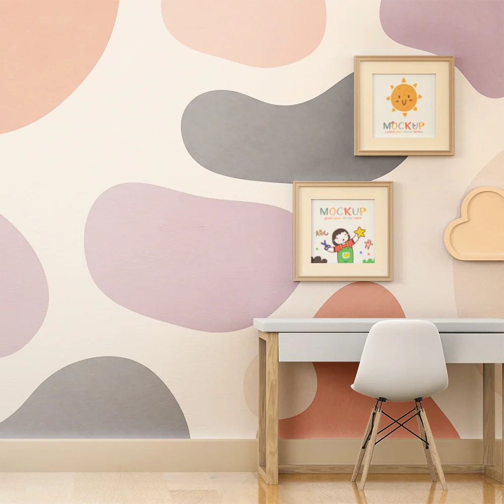 Nursery room wallpaper | Szerves formák enyhe árnyalatokkal világos hátteren