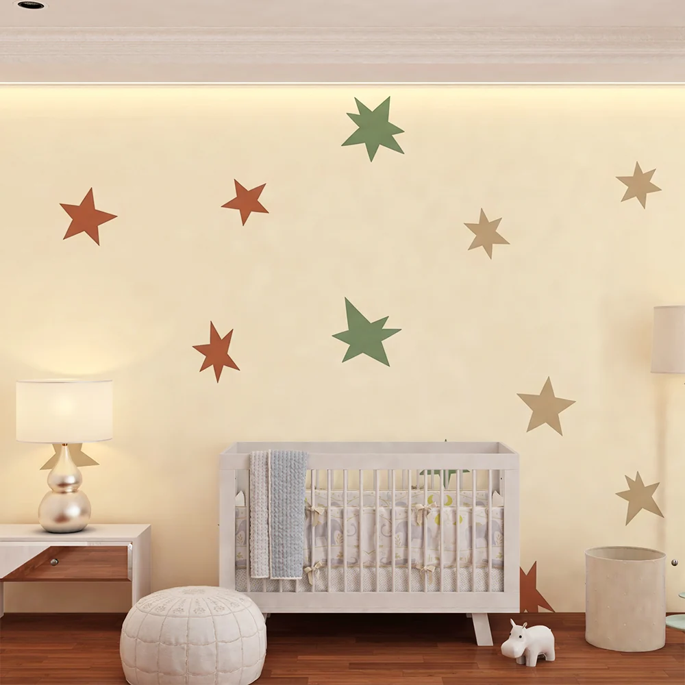 Nursery room wallpaper | Színes csillagok puha háttérrel