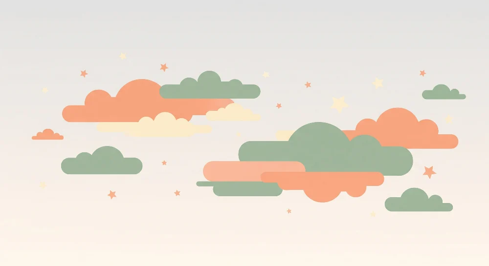 Nursery room wallpaper | Színes felhők és puha csillagok egy nyugtató égbolthoz