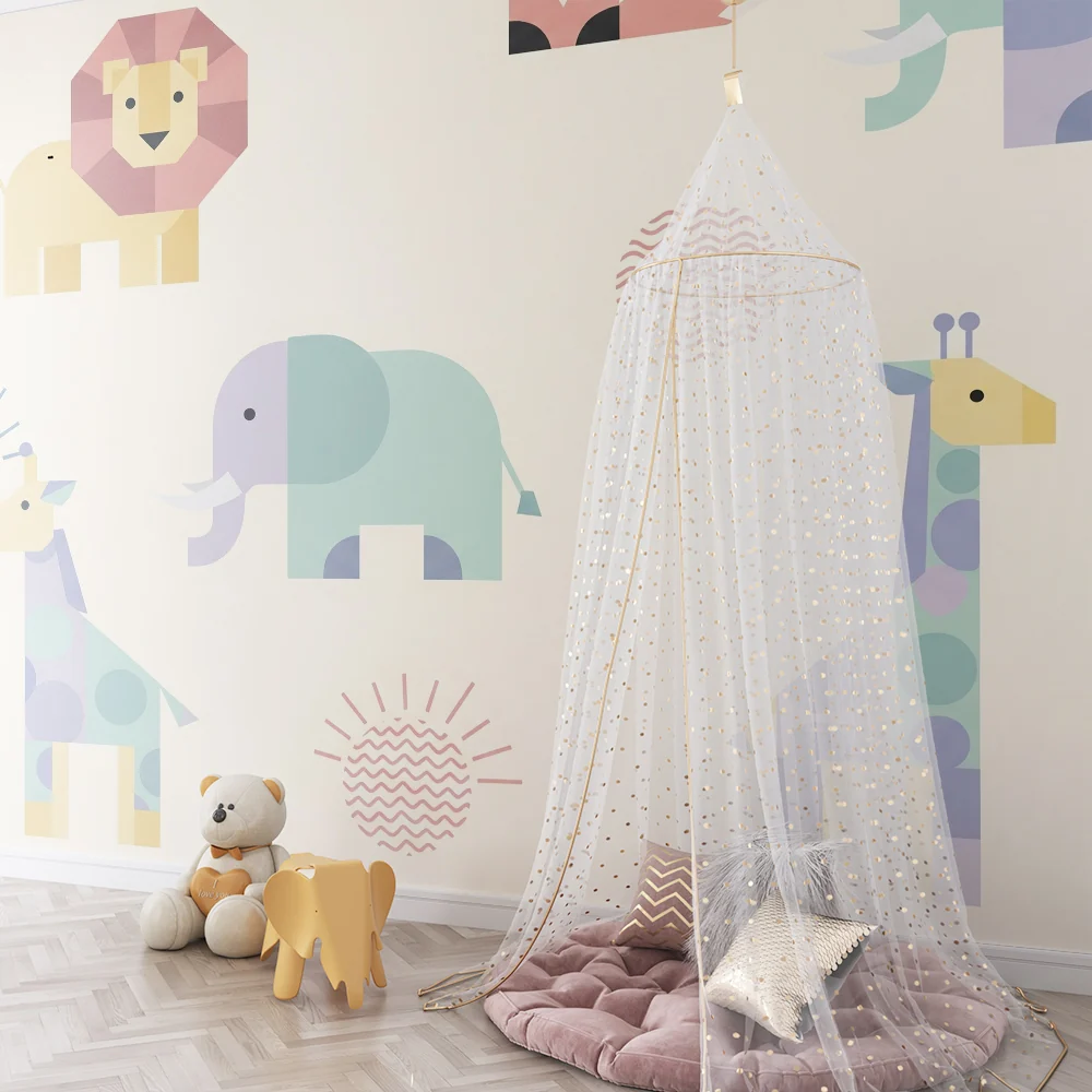 Nursery room wallpaper | Színes geometriai állatok játékos hangulathoz