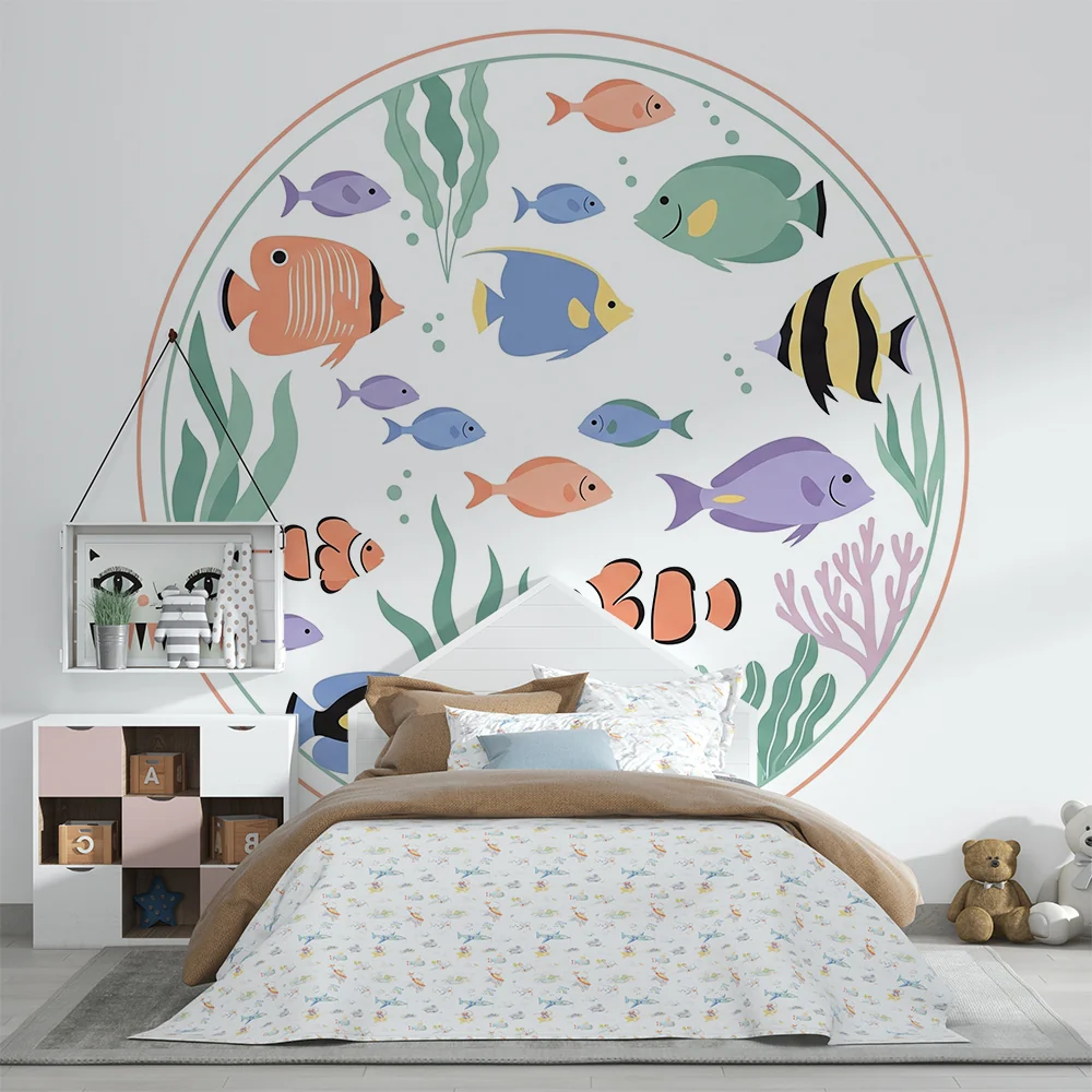 Nursery room wallpaper | Színes halak és korallzátonyok egy nyugtató tengeri világban