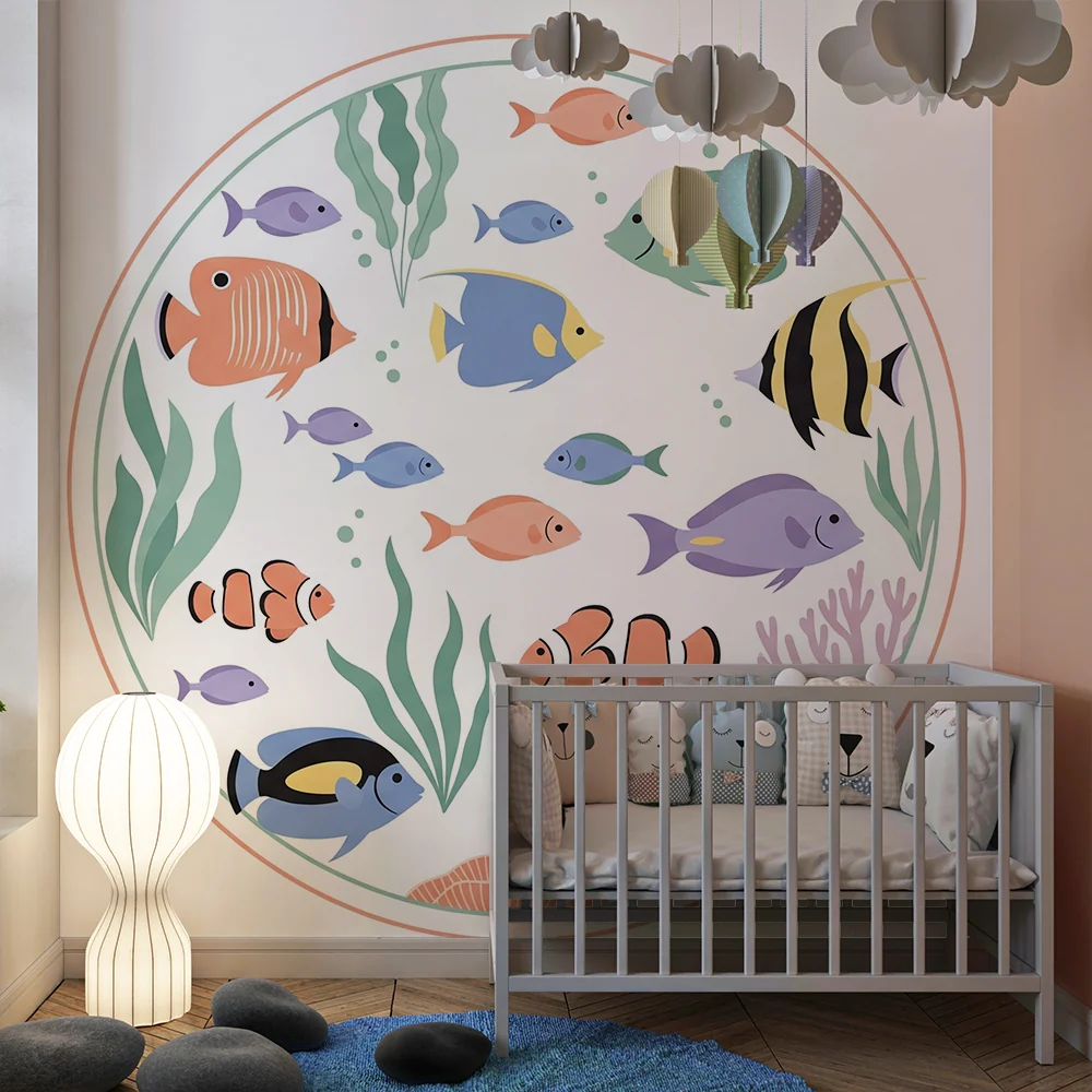 Nursery room wallpaper | Színes halak és korallzátonyok egy nyugtató tengeri világban