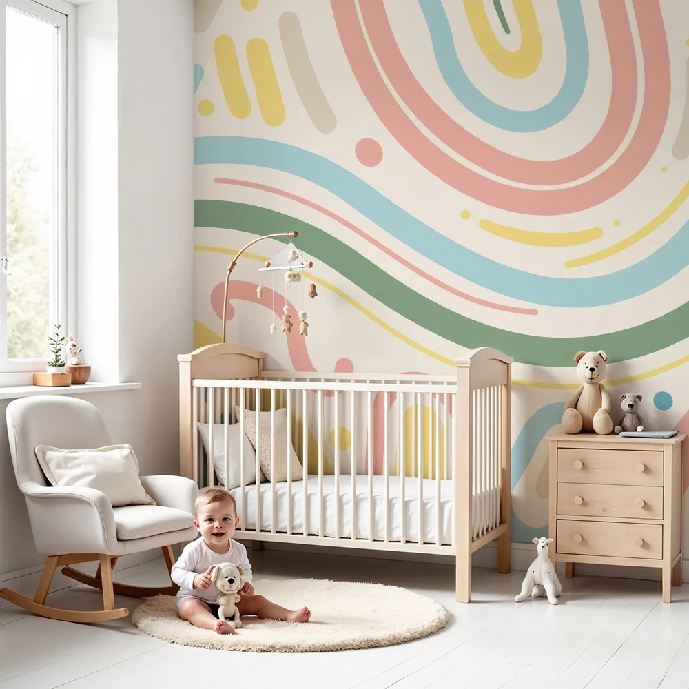 Nursery room wallpaper | Színes és játékos absztrakt motívumok az képzelet felkeltéséhez