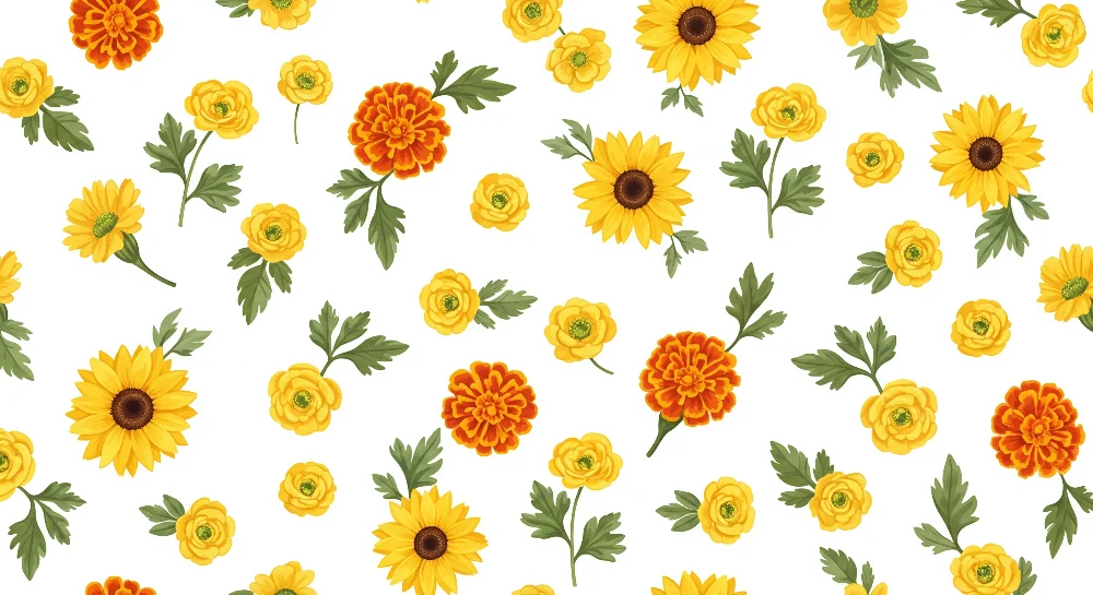 Nursery room wallpaper | Színes és napfényes virágok vidám hangulatú környezetért