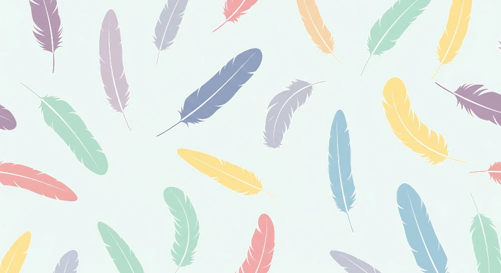 Nursery room wallpaper | Színes tollak pasztell háttérrel