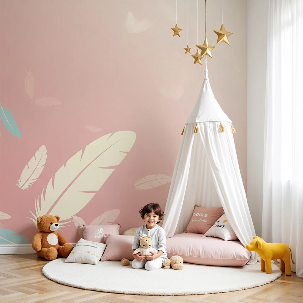 Nursery room wallpaper | Tollak pasztell háttérrel fokozatosan