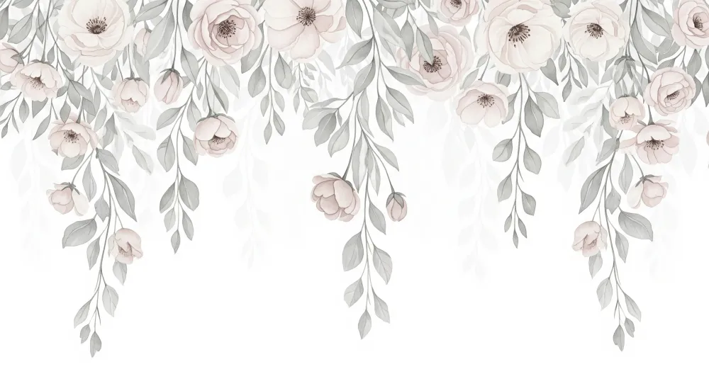 Nursery room wallpaper | Virágok és pasztell színekben lehulló levelek
