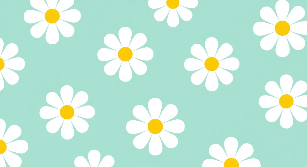 Nursery room wallpaper | White flowers on mint background