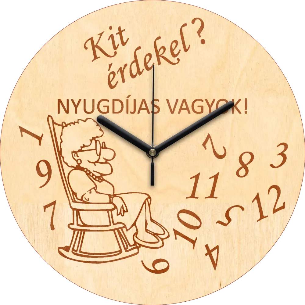 Nyugdíjas gravírozott falióra (női)