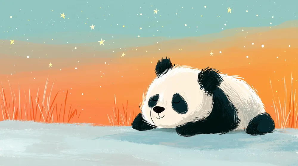 Panda álom alatt csillagok alatt