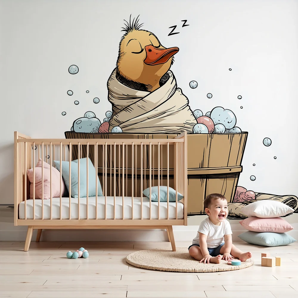 Papel de parede quarto bebê | Alszó kacsa színes buborékok fürdőjében