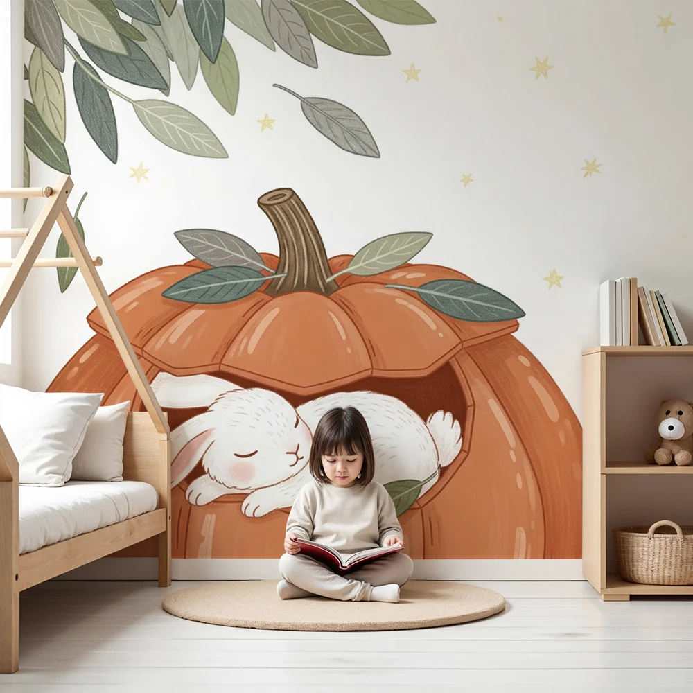 Papel de parede quarto bebê | Alvó nyúl egy tökben