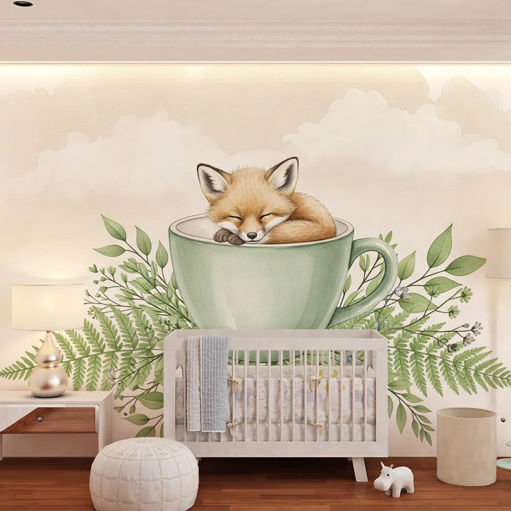 Papel de parede quarto bebê | Alvó róka egy csészében