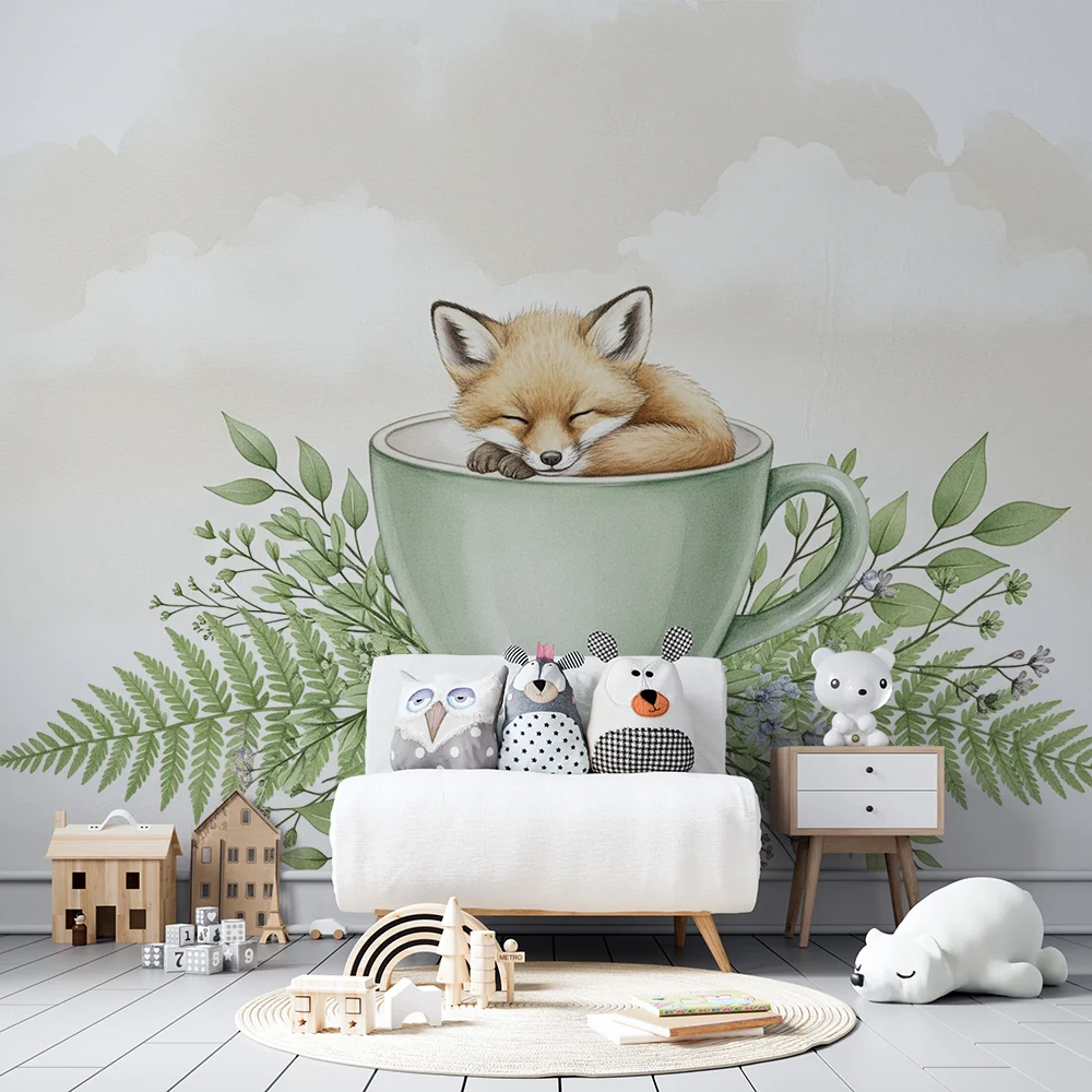 Papel de parede quarto bebê | Alvó róka egy csészében