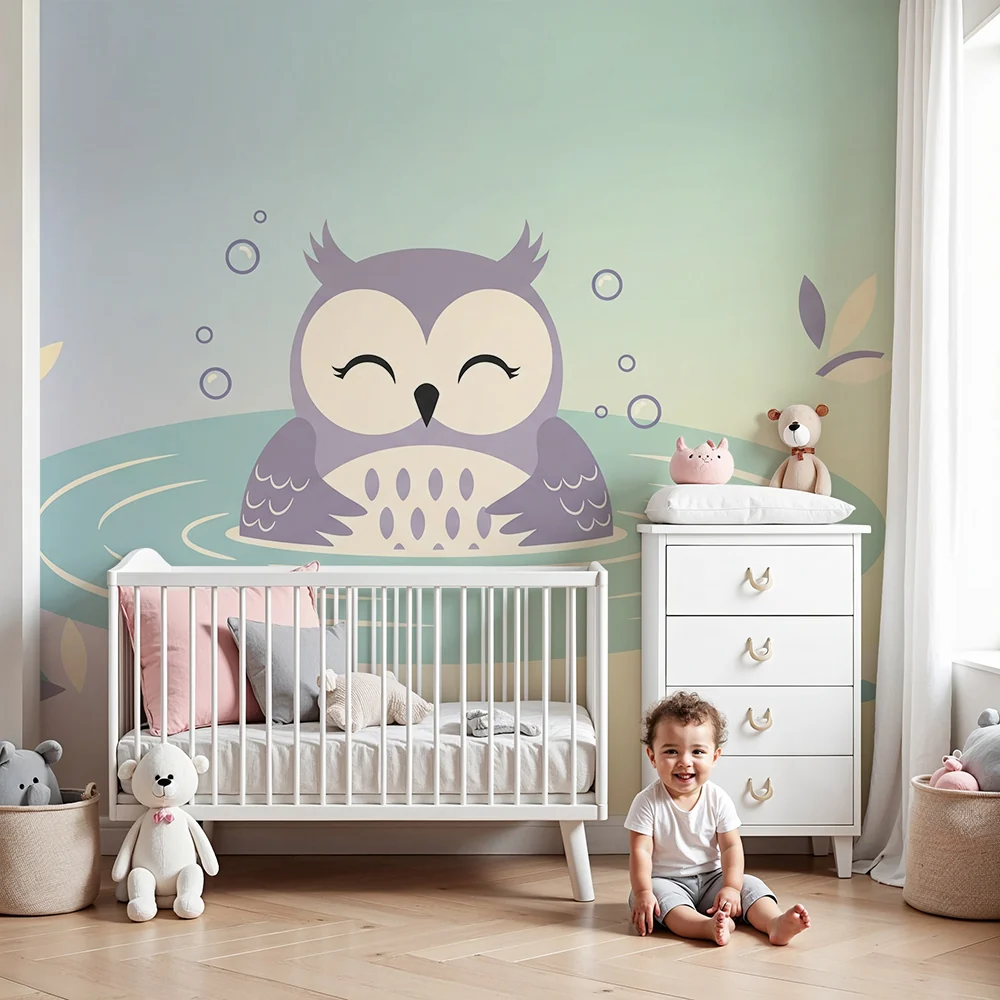 Papel de parede quarto bebê | Boldog bagoly vízben