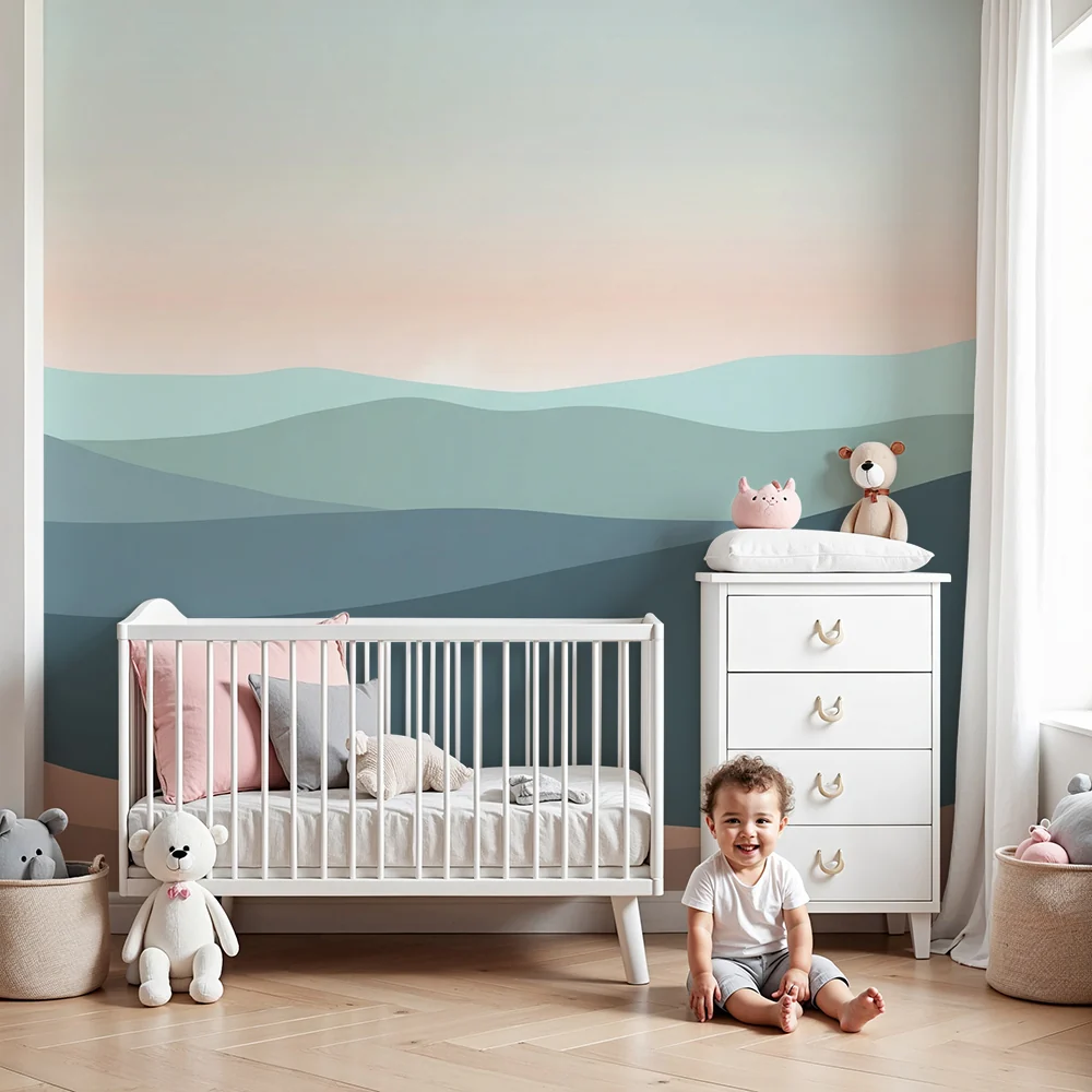 Papel de parede quarto bebê | Gyengéd pasztell árnyalatú dombvidék景zőzője