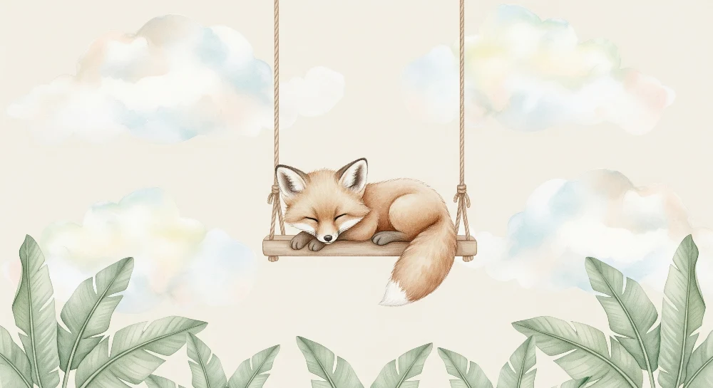 Papel de parede quarto bebê | Álmos róka hintán