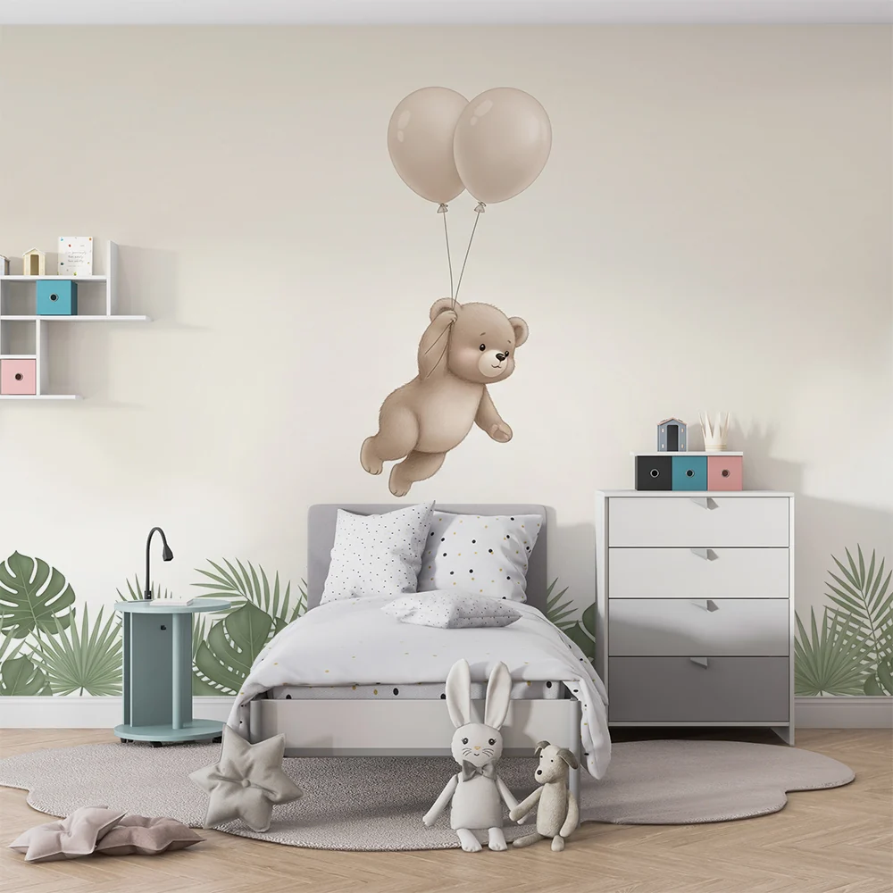 Papel de parede quarto bebê | Repülő medve lufikkal