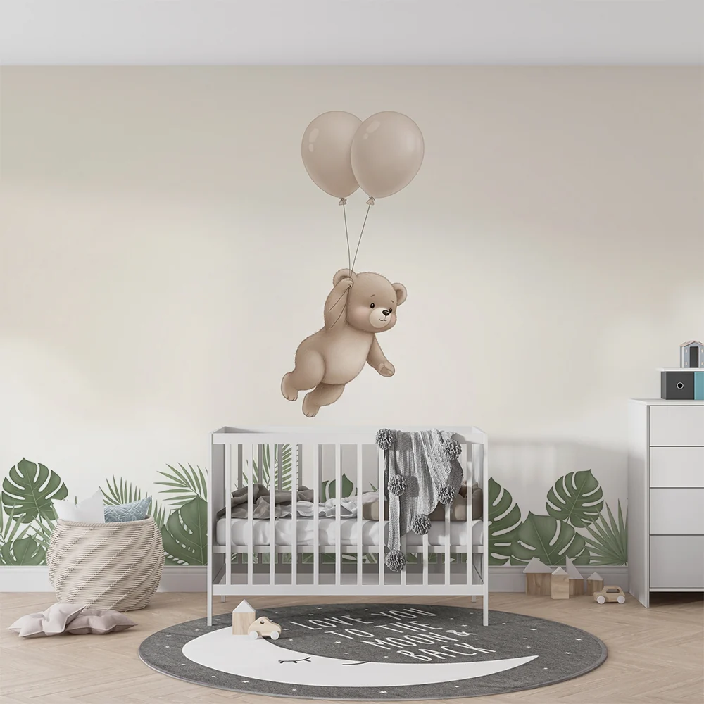 Papel de parede quarto bebê | Repülő medve lufikkal