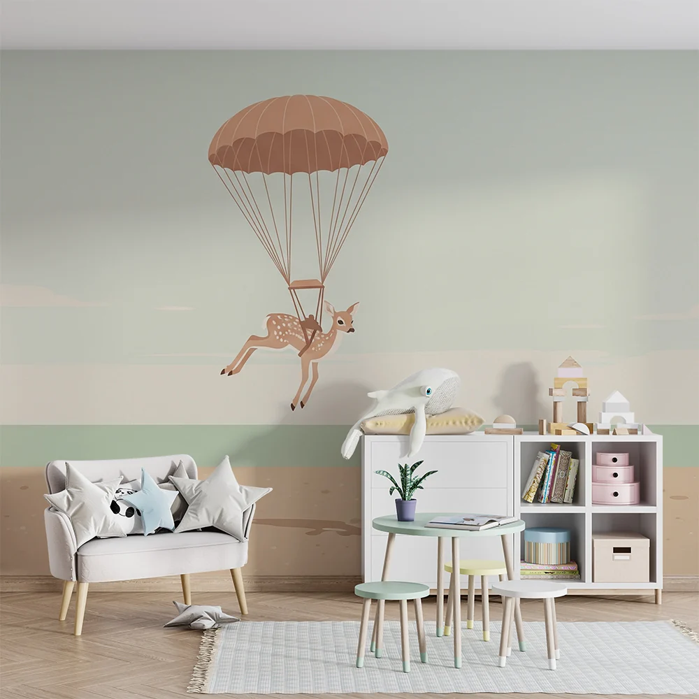 Papel de parede quarto bebê | Szarvas ejtőernyős strandon