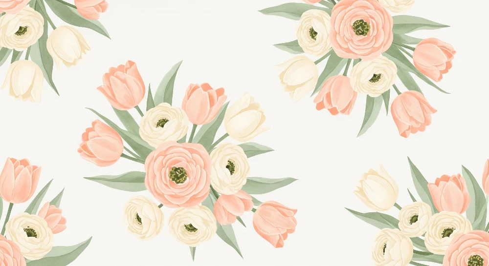 Papel de parede quarto bebê | Tulipán csokrok