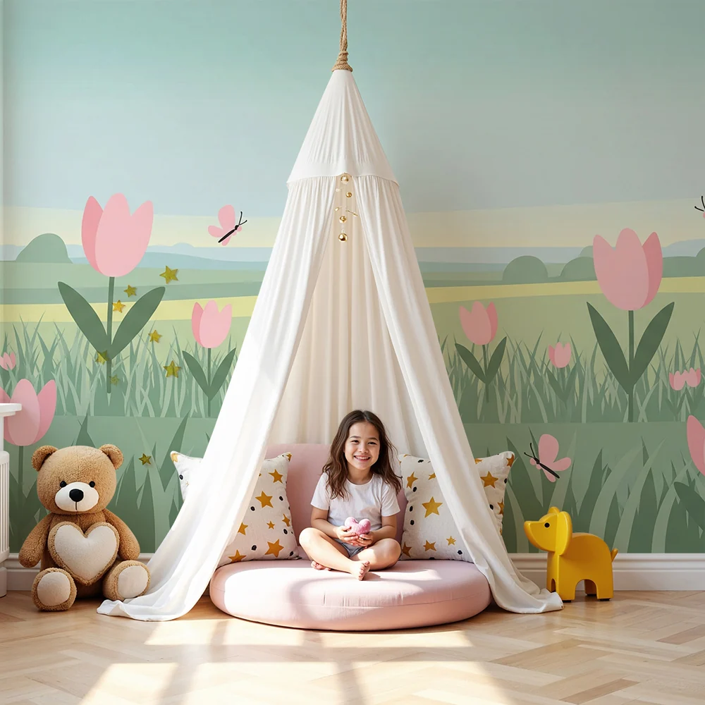 Papel de parede quarto bebê | Tulipánmező és pillangók