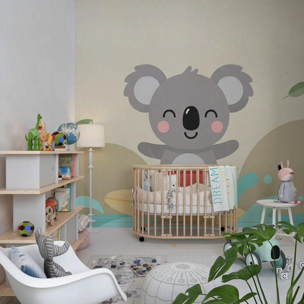 Papier de parede bébi szoba | Hullámlovas koala és nyugtató természet