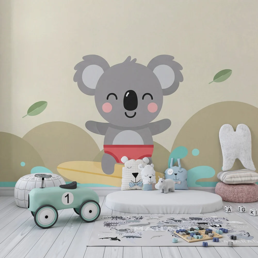 Papier de parede bébi szoba | Hullámlovas koala és nyugtató természet