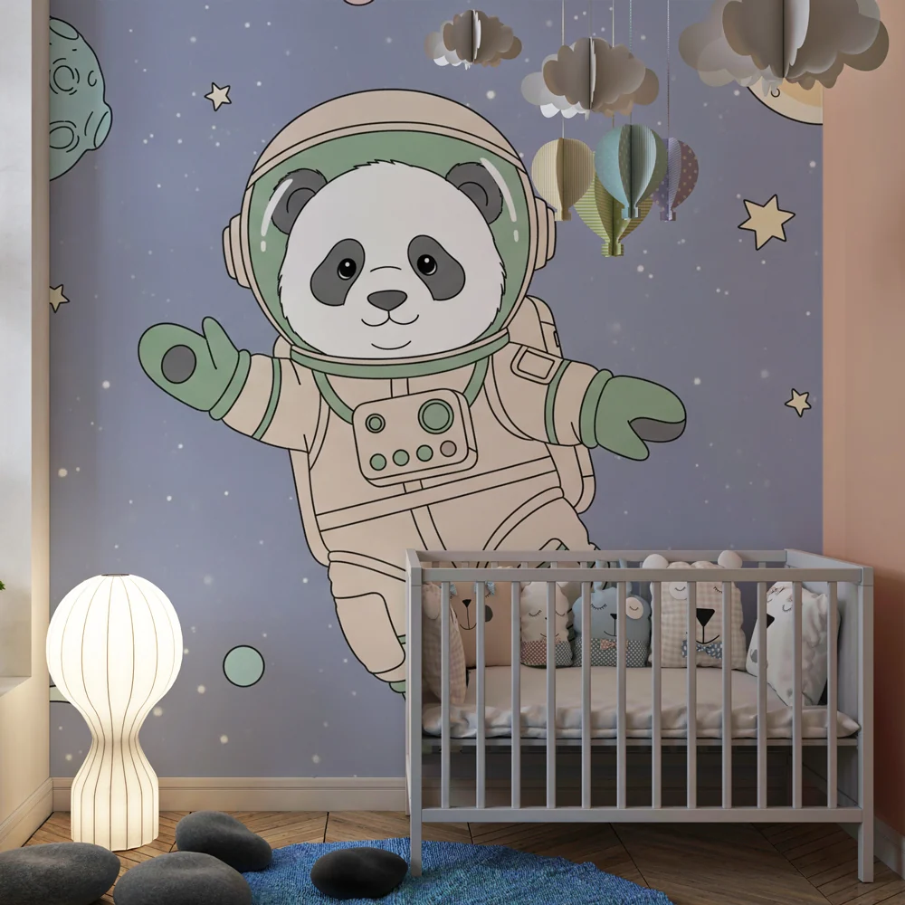 Papier de parede bébi szoba | Panda űrhajós az űrben