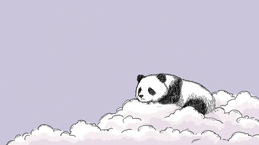 Papier de parede bébészoba | Álmodozó panda és puha felhők