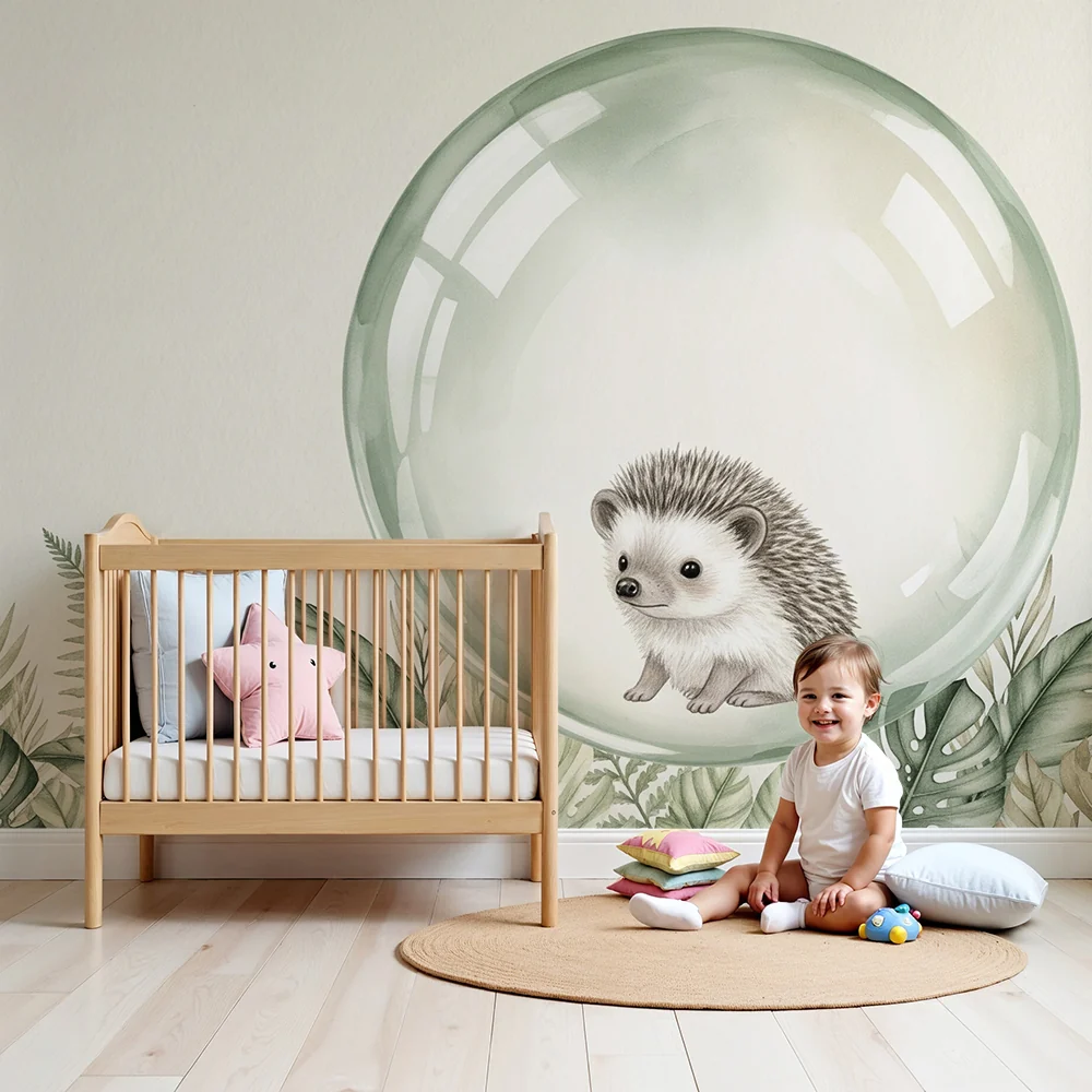 Papier de parede bébé | Sün buborékban és finom levelek