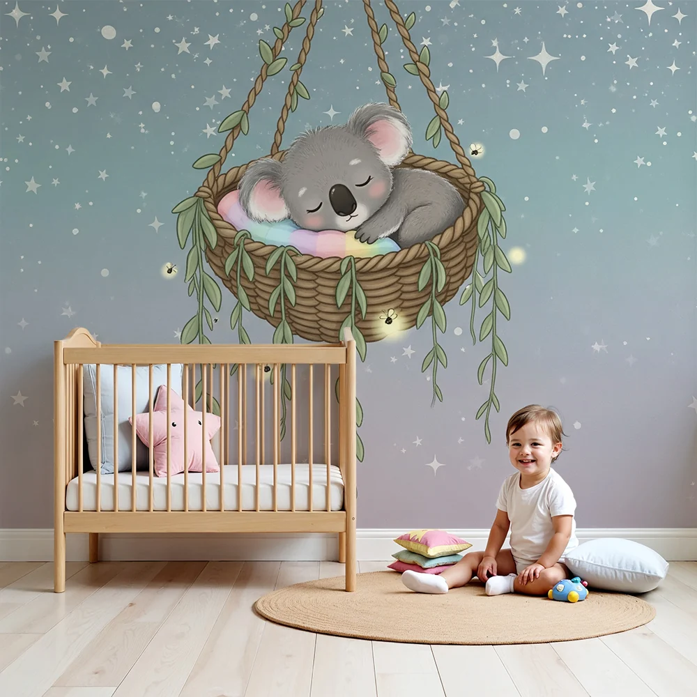 Papier de parede bébé | Álmos koala csillagos függőágyában