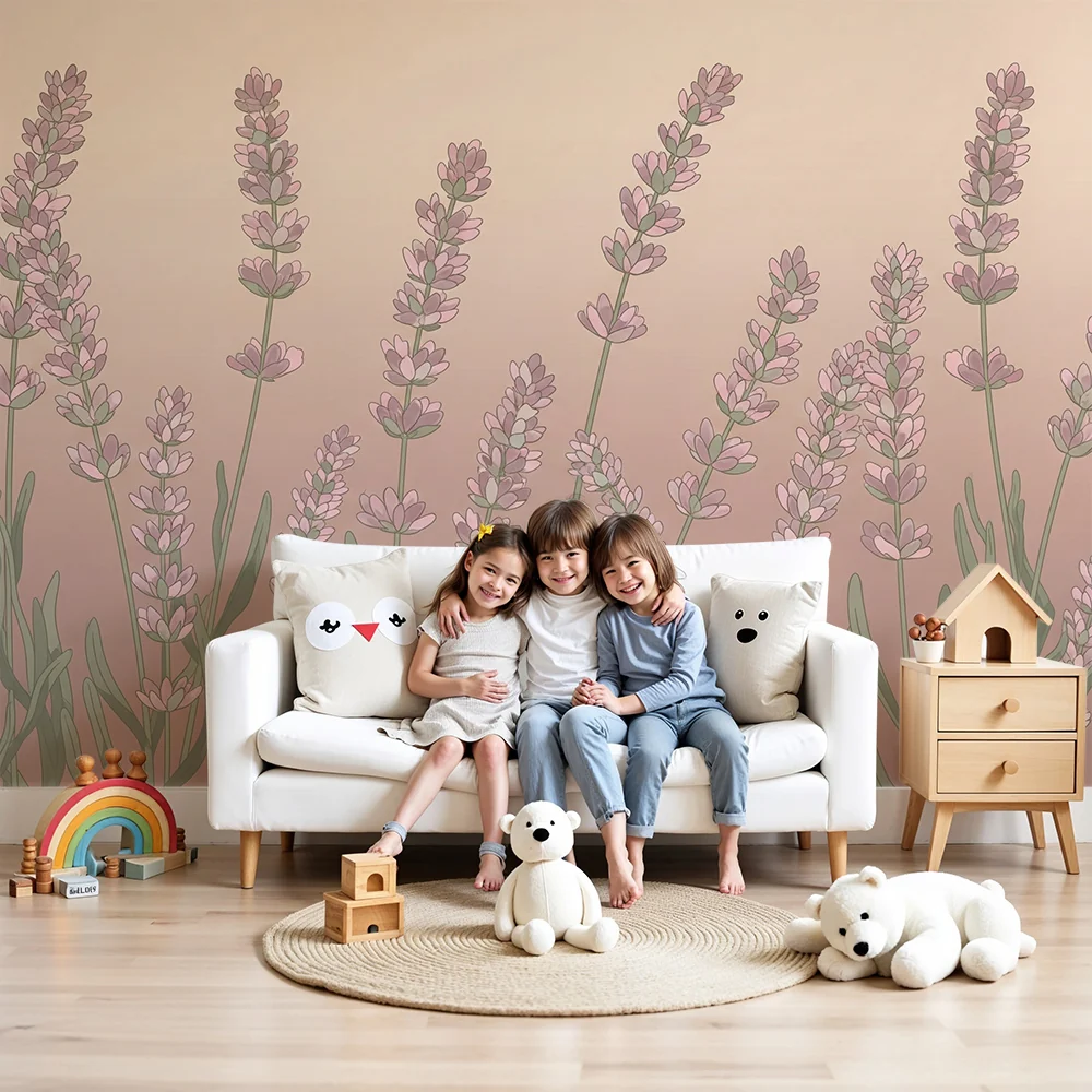 Papier de parede quarto bebê | Lágy levendulamező