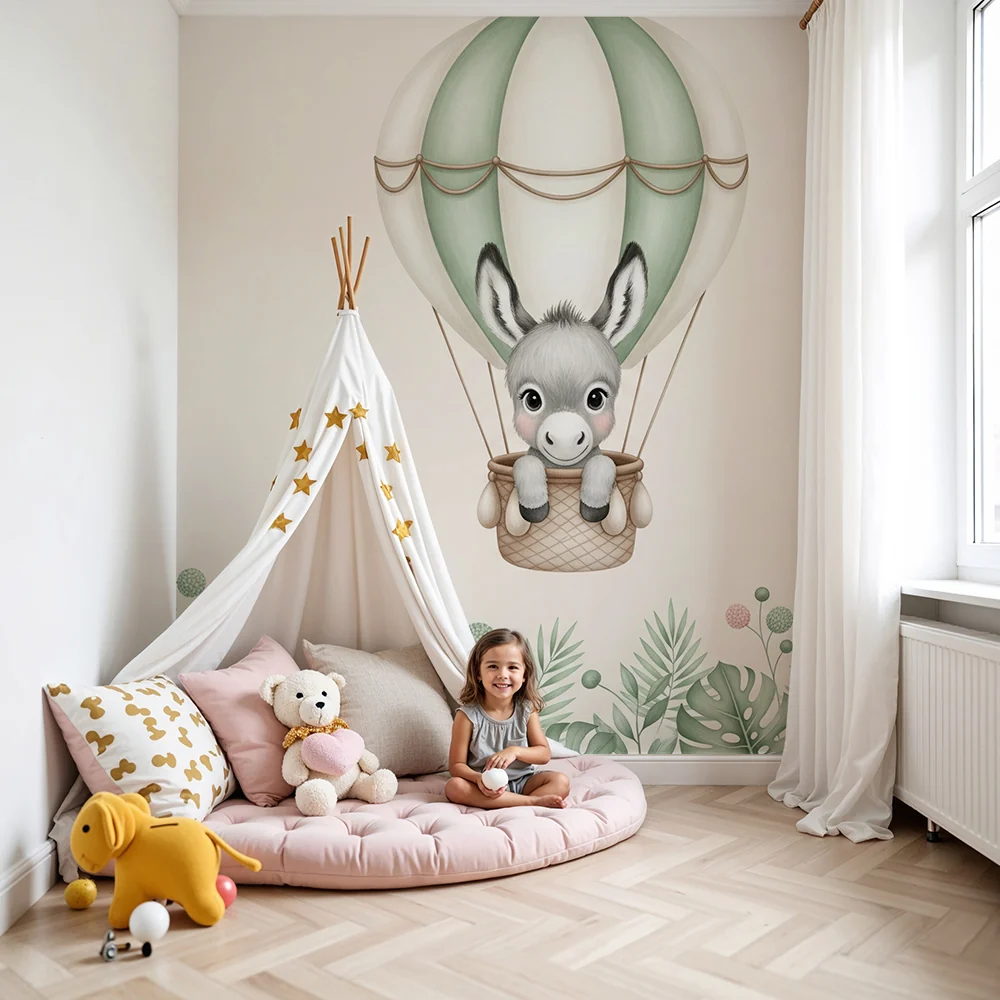 Papier de parede quarto bebê | Szamár lufiban