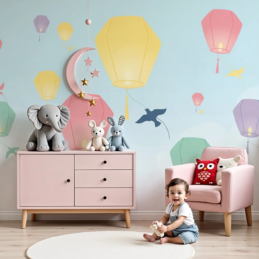 Papier de parede quarto bebê | Színes lampionok lebegnek az égen