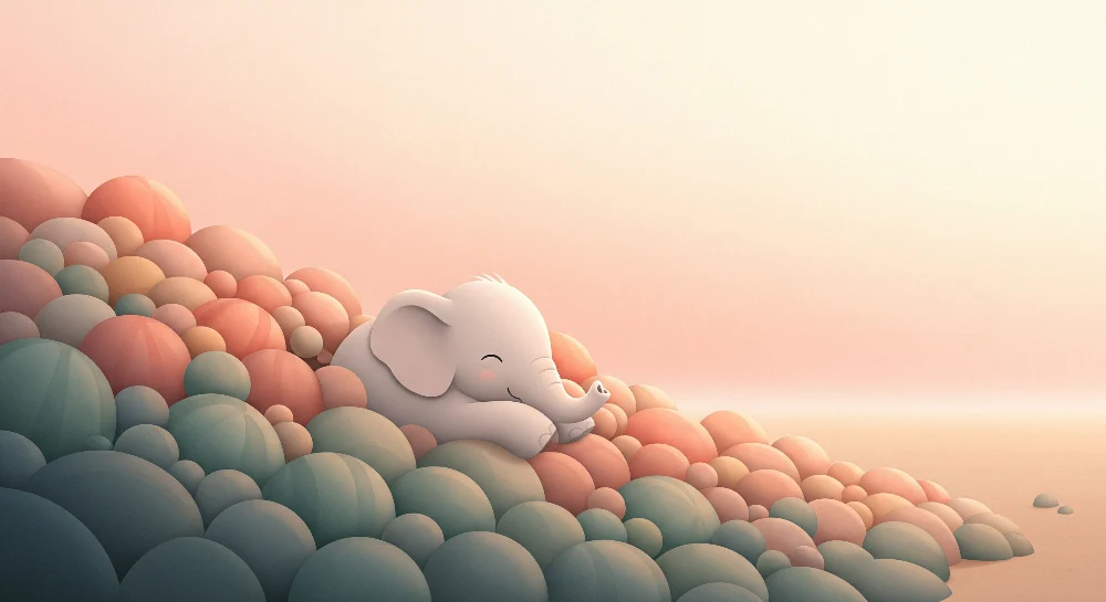 Papier de bébé pour chambre | Alvó elefánt színes felhőkön