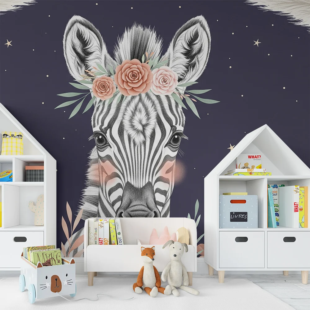 Papier de bébé szoba | Elegáns zebra csillagok alatt