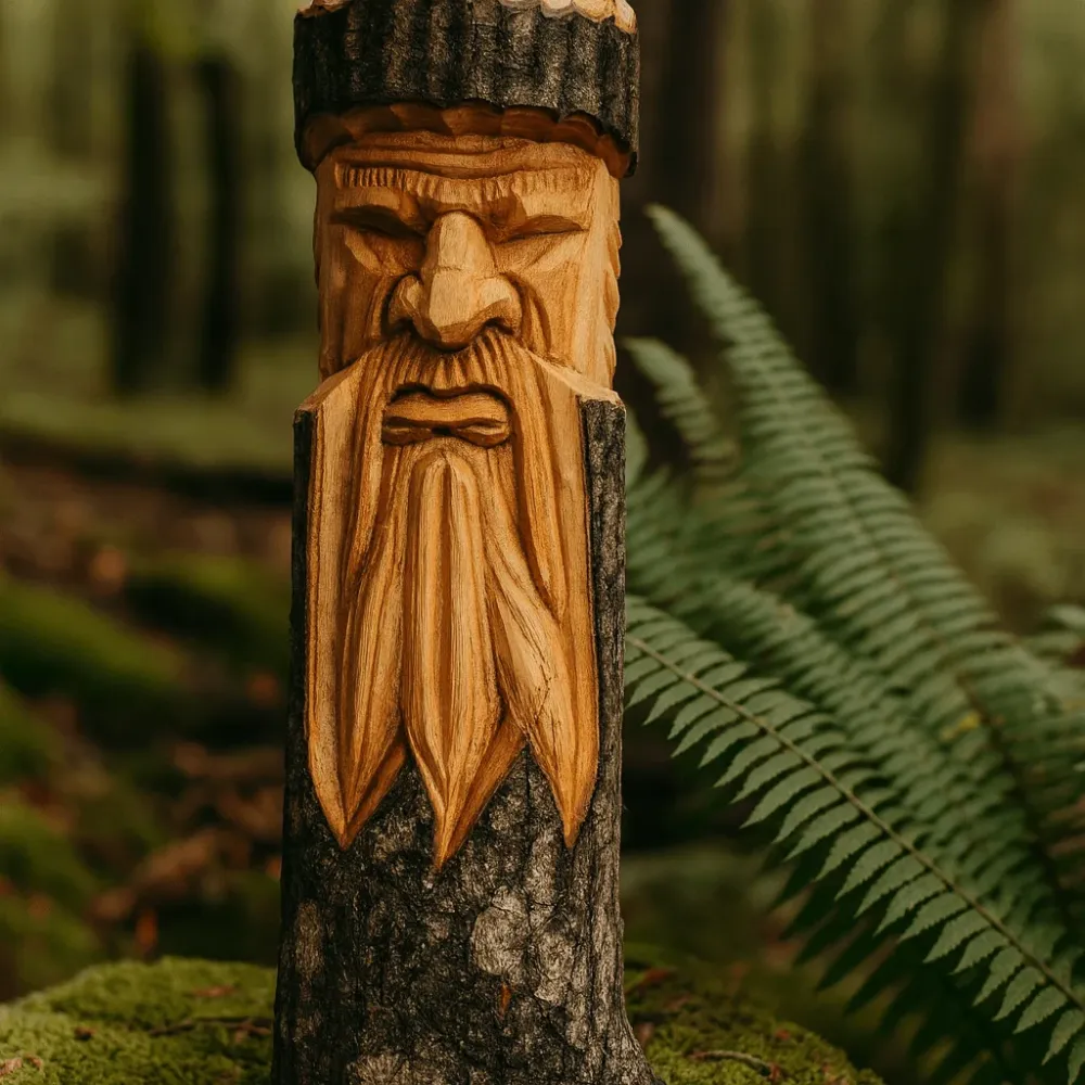 Öreg Férfi Fa Dekor 50x13x6cm