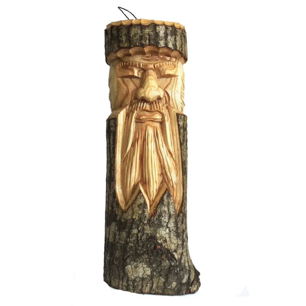 Öreg Férfi Fa Dekor 50x13x6cm