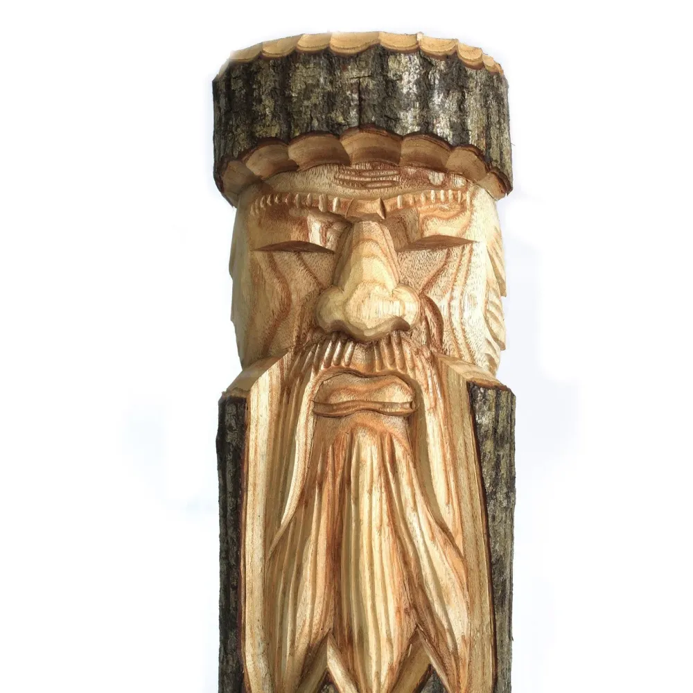 Öreg Férfi Fa Dekor 50x13x6cm