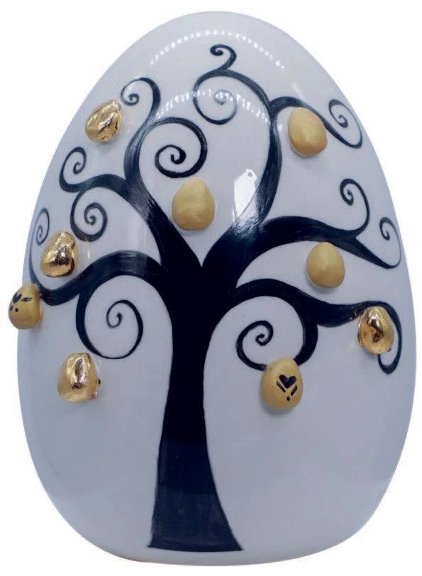 Sbordone életfa tojás Ø18cm h.19cm Olaszországban készült porcelán UO55/3