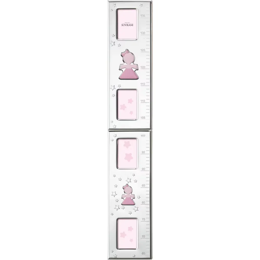 Sovereigns növekedésmérő fotótartó Baby Girl 13x76cm ezüst laminált rózsaszín zománc W5283 RA