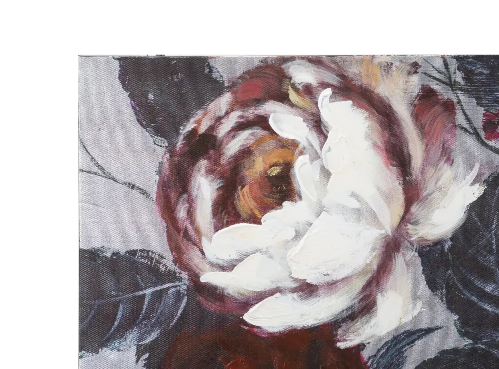 Sötét Hátteres Virágos Falikép – Vörös és Fehér Peóniák, Vászonkép 120×60 cm