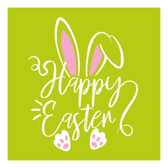 Szalvéta háromrétegű Húsvéti nyuszis 33x33 cm 20 db Happy Easter green