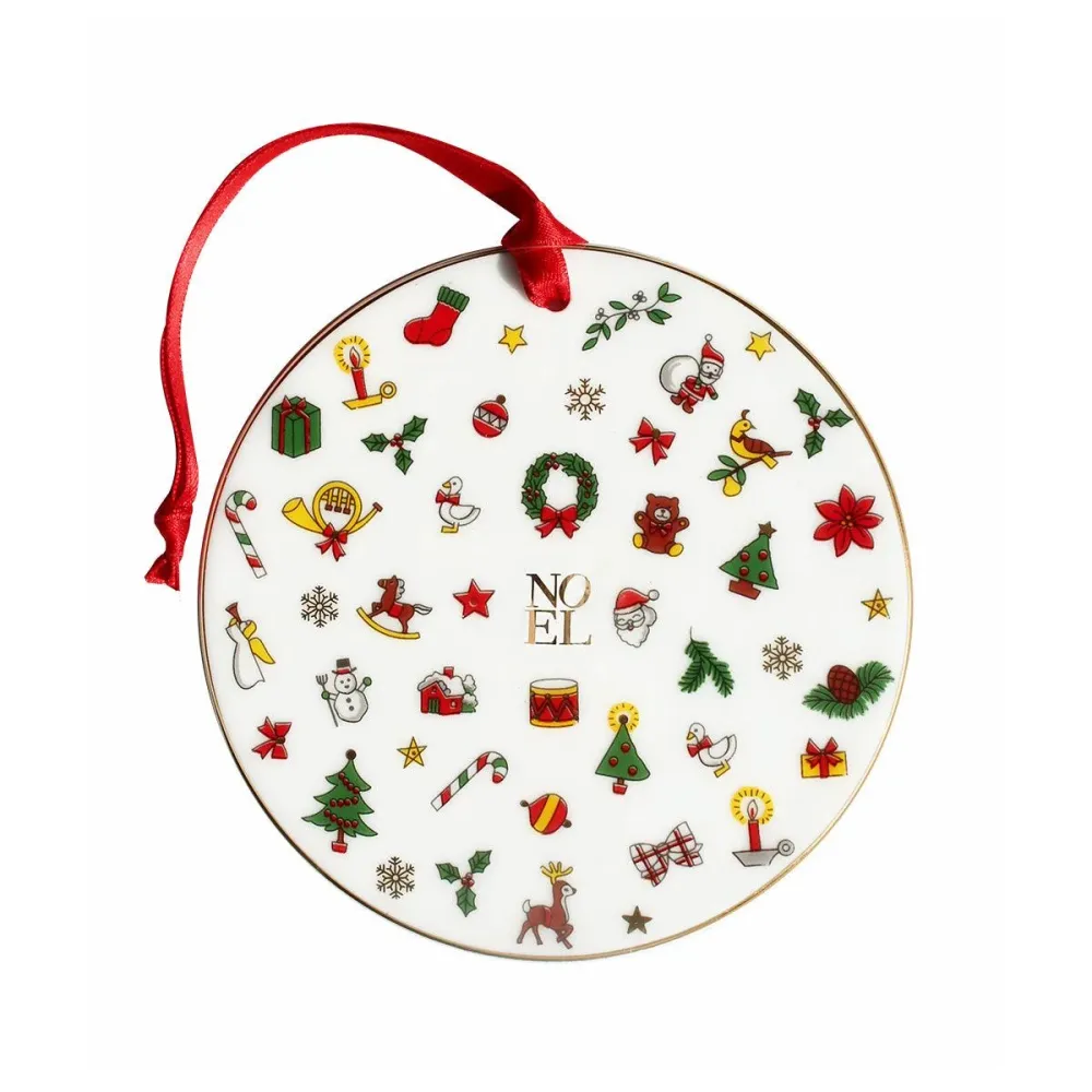 Taitù dekorációs kör Boldog karácsonyt 10cm Fine Bone China porcelán 12-6-26-G