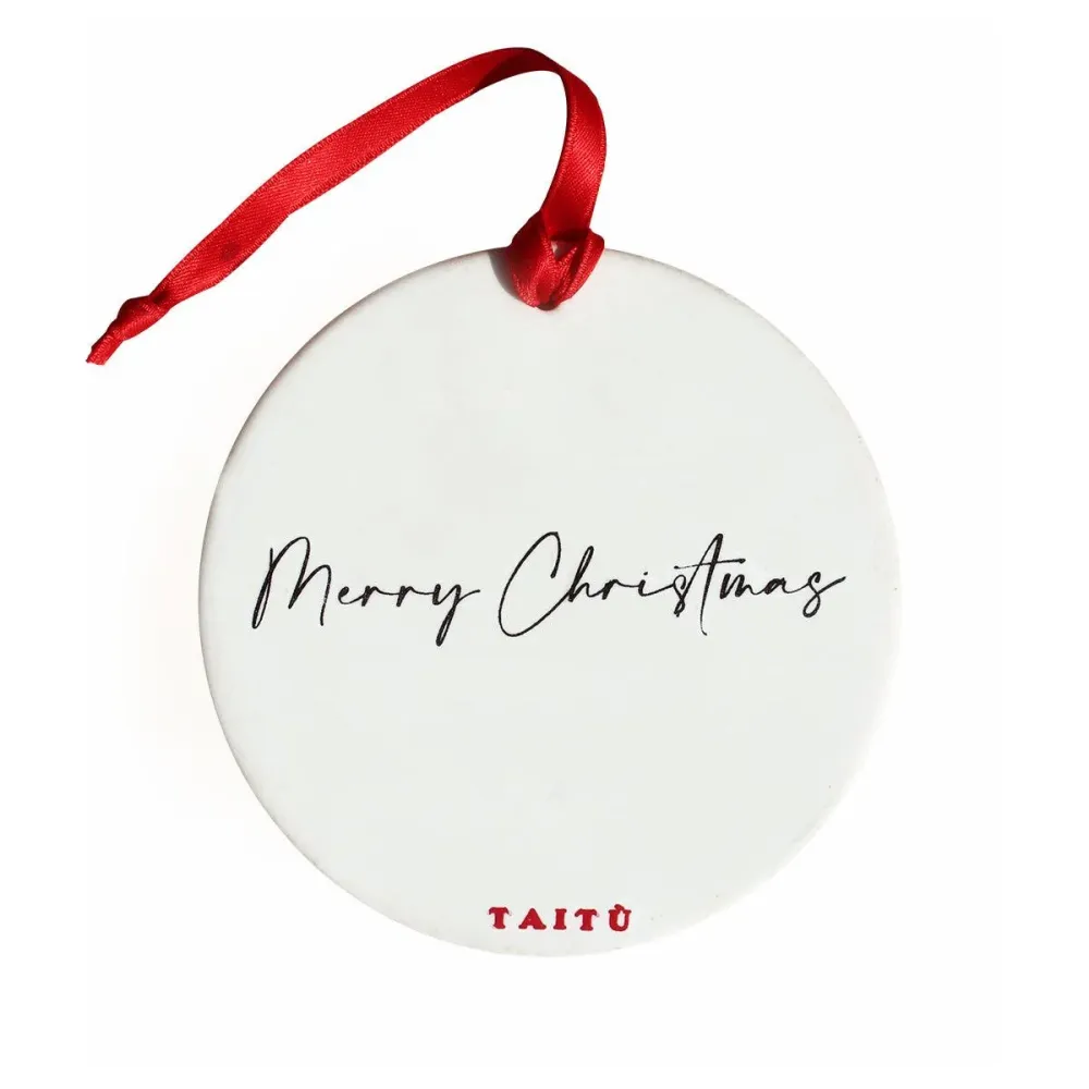 Taitù dekorációs kör Boldog karácsonyt 10cm Fine Bone China porcelán 12-6-26-G