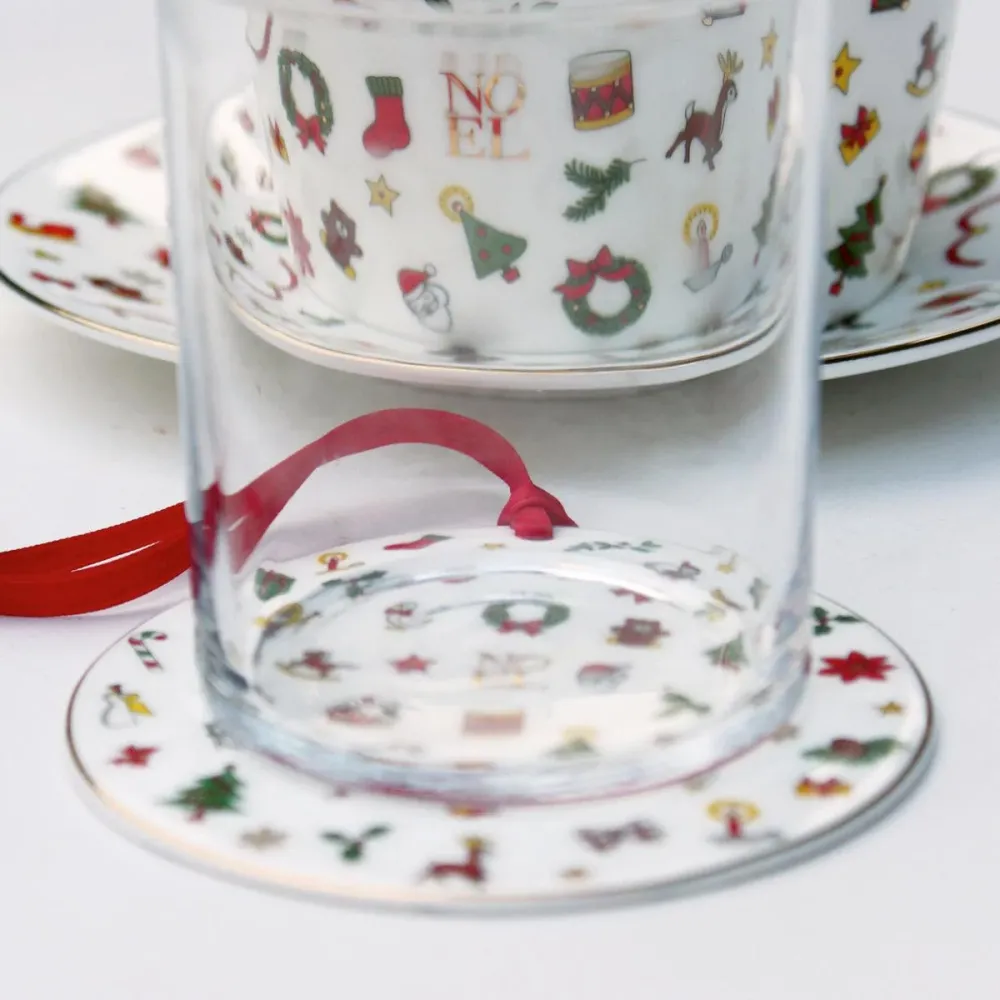 Taitù dekorációs kör Boldog karácsonyt 10cm Fine Bone China porcelán 12-6-26-G
